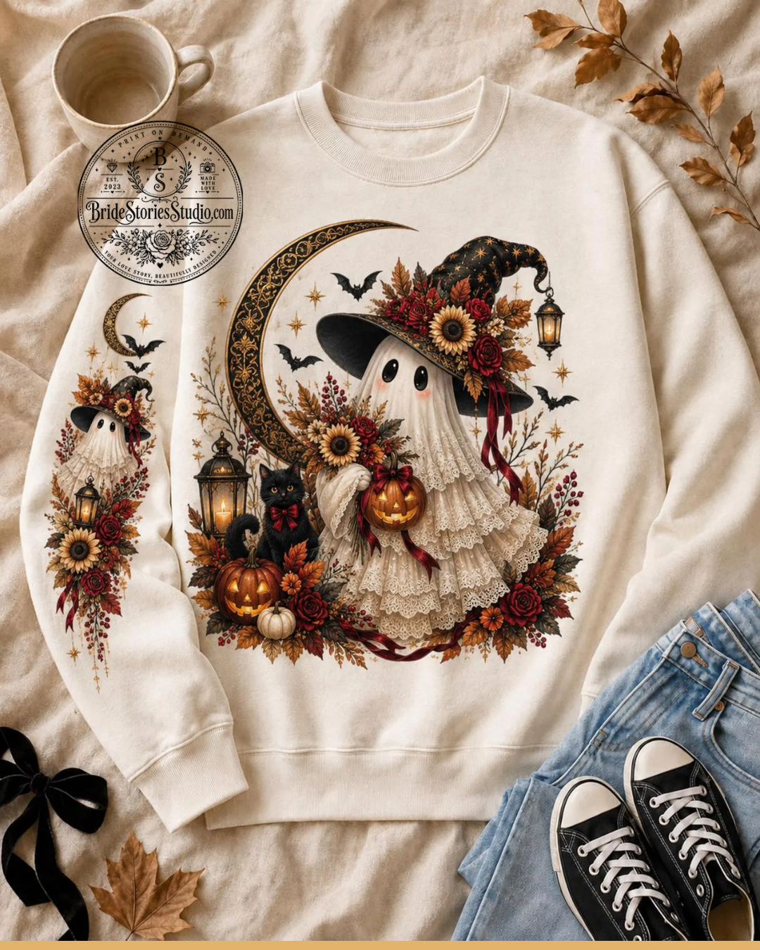 Floral Fall Ghost Halloween