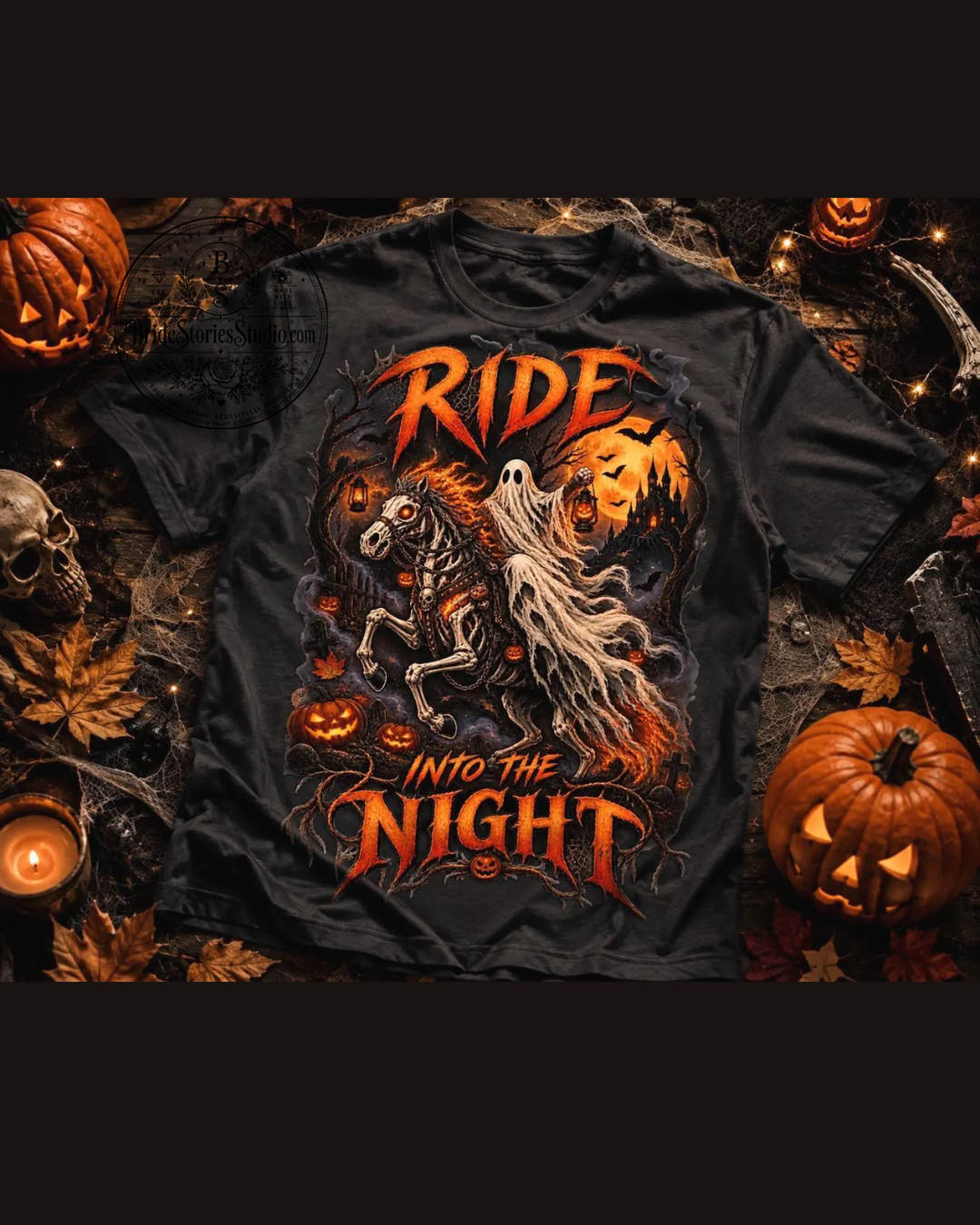 Ride Into the Night Gothic T-Shirt – Dark Vintage Spooky Graphic Tee