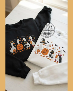 Spooky Goose Embroidered Halloween Crewneck – Cute Fall Sweatshirt