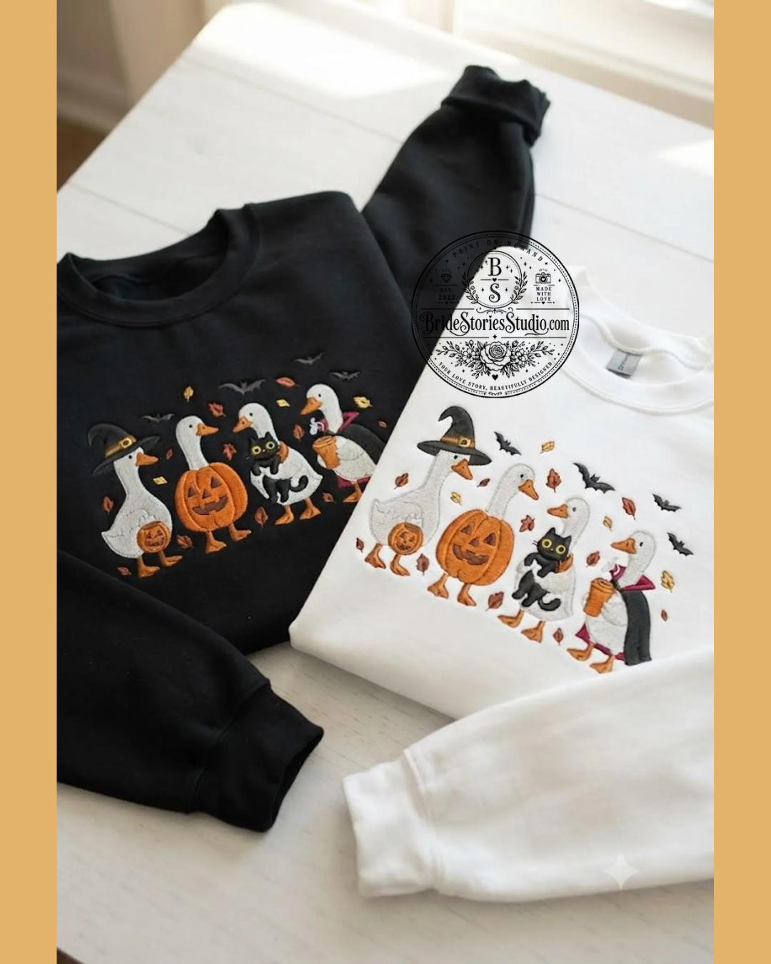 Spooky Goose Embroidered Halloween Crewneck – Cute Fall Sweatshirt