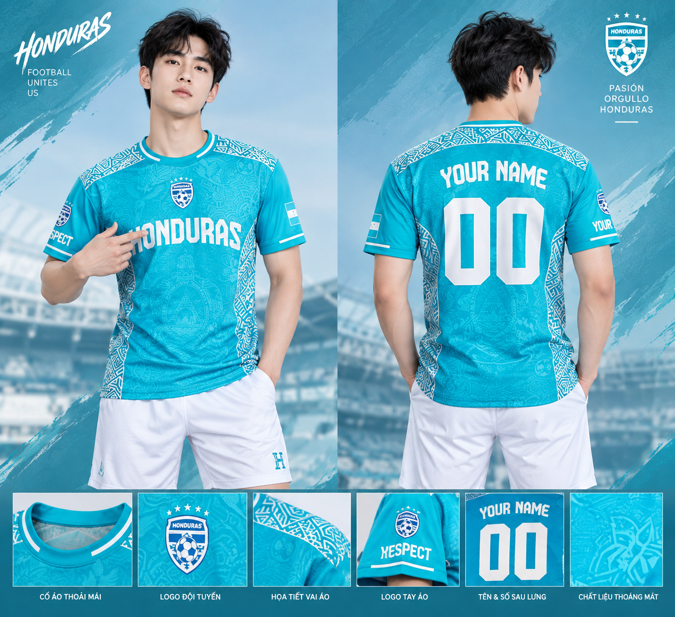 cb9bbc1f-8189-40ca-8a28-b24b54808ee2 Honduras Inspired Soccer Jersey – Retro Football Style