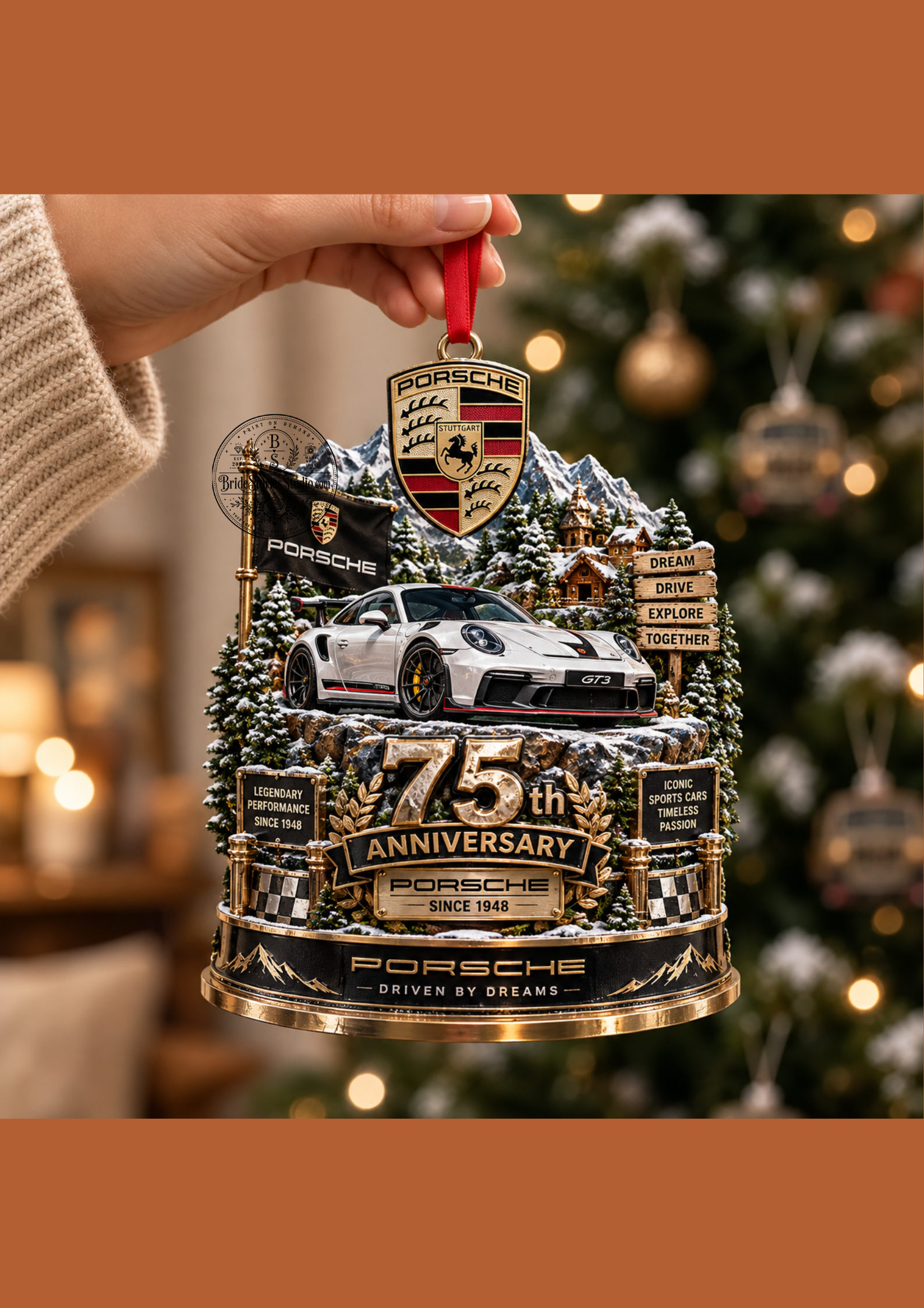 Porsche Sports Car Christmas Ornament – 75th Anniversary Holiday Decoration